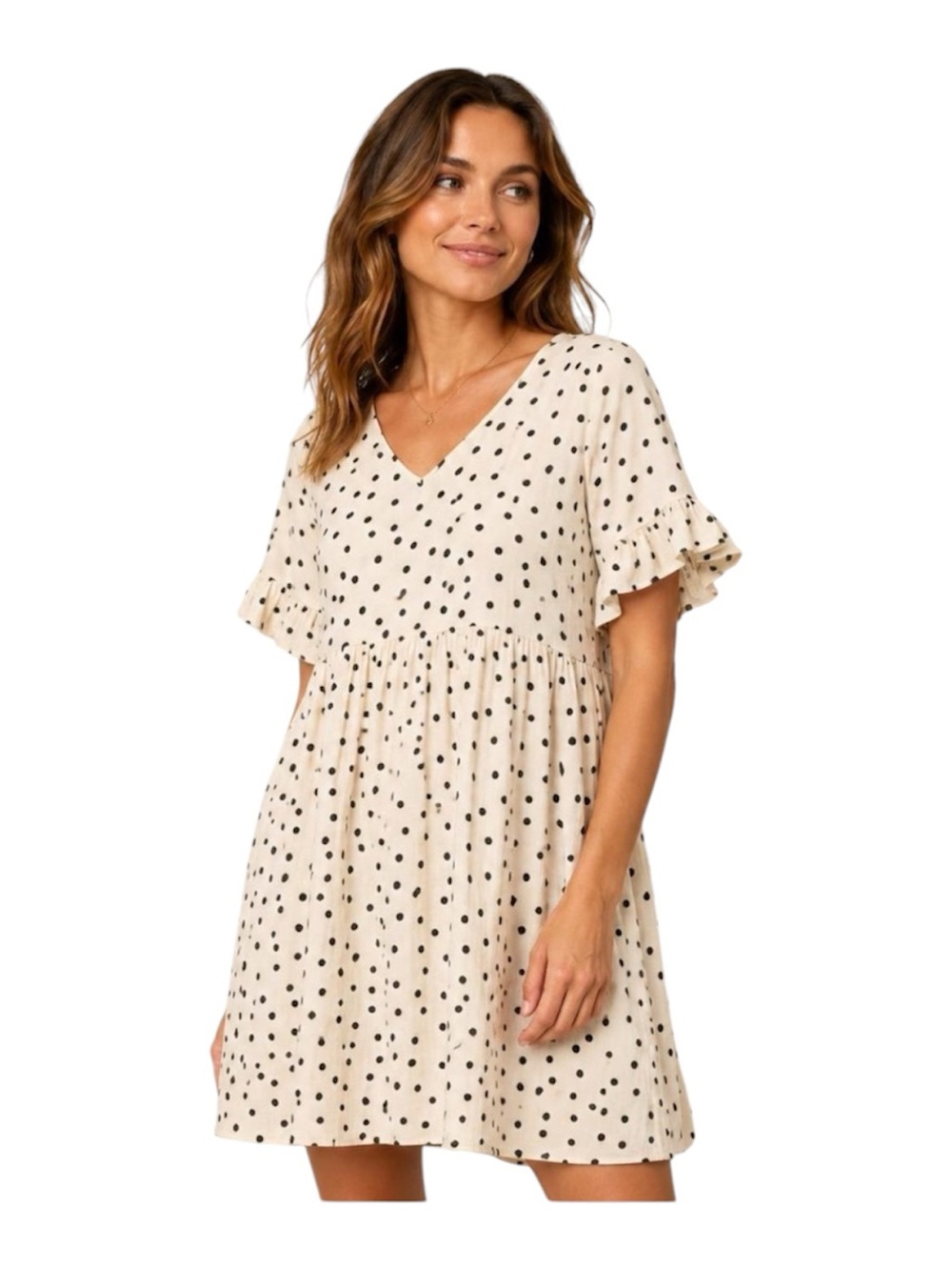 Madewell Cotton/Gauze Polka Dot Ruffle Dress Size XS